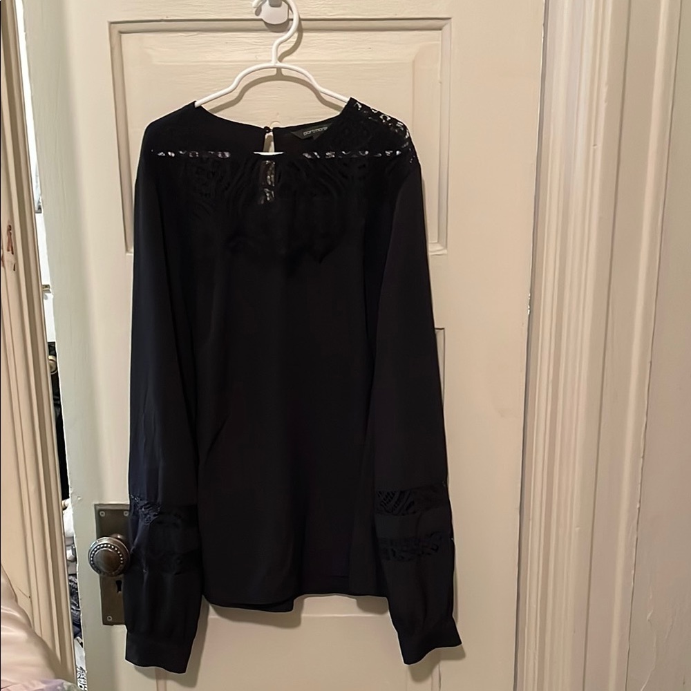 Portmans Black with Lace Bib Collar Blouse